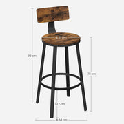 Dimension diagram giving a 37 cm seat, 73 cm seat height, 99 cm total height and 54 cm base