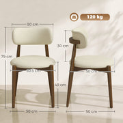 Dimensions diagram of the beige dining chair showing 50 cm width, 79 cm height and 49 cm seat height