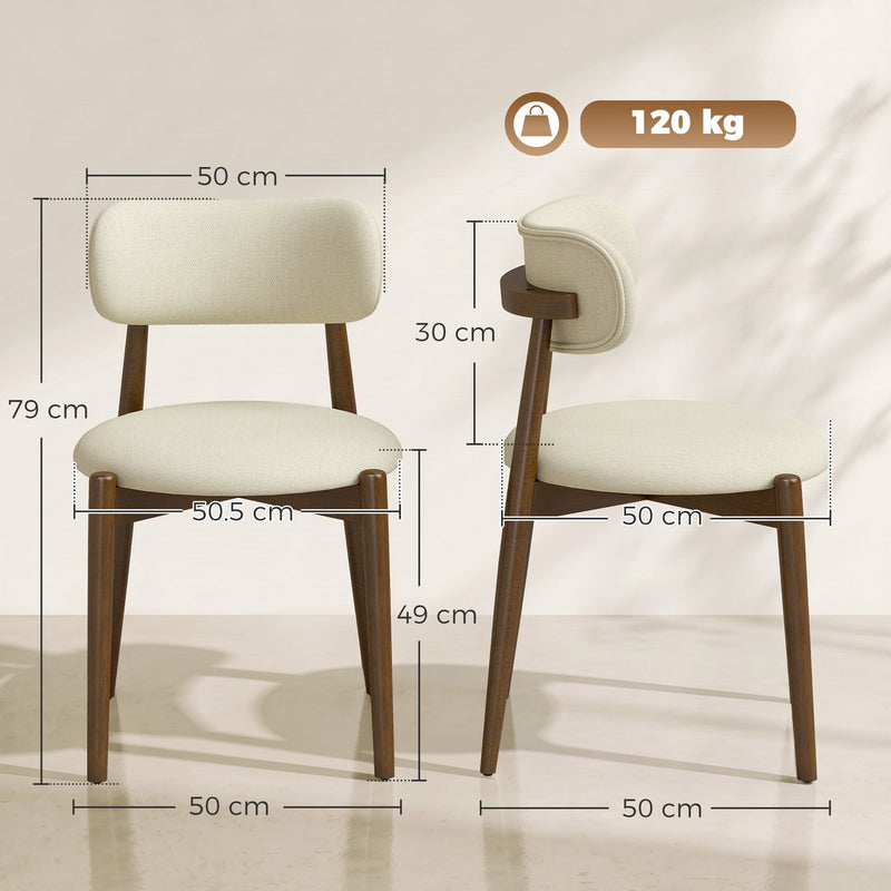Dimensions diagram of the beige dining chair showing 50 cm width, 79 cm height and 49 cm seat height