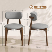 Dimensions diagram of the grey dining chair showing 50 cm width, 79 cm height and 49 cm seat height