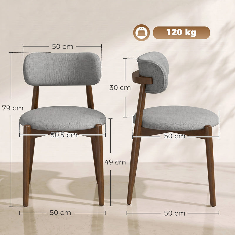 Dimensions diagram of the grey dining chair showing 50 cm width, 79 cm height and 49 cm seat height