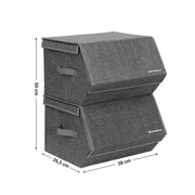 Dimensions diagram: each box 38 cm wide and 26.5 cm deep, 50 cm high when stacked