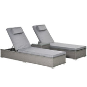 3pc Rattan Sun Lounger Set, Grey