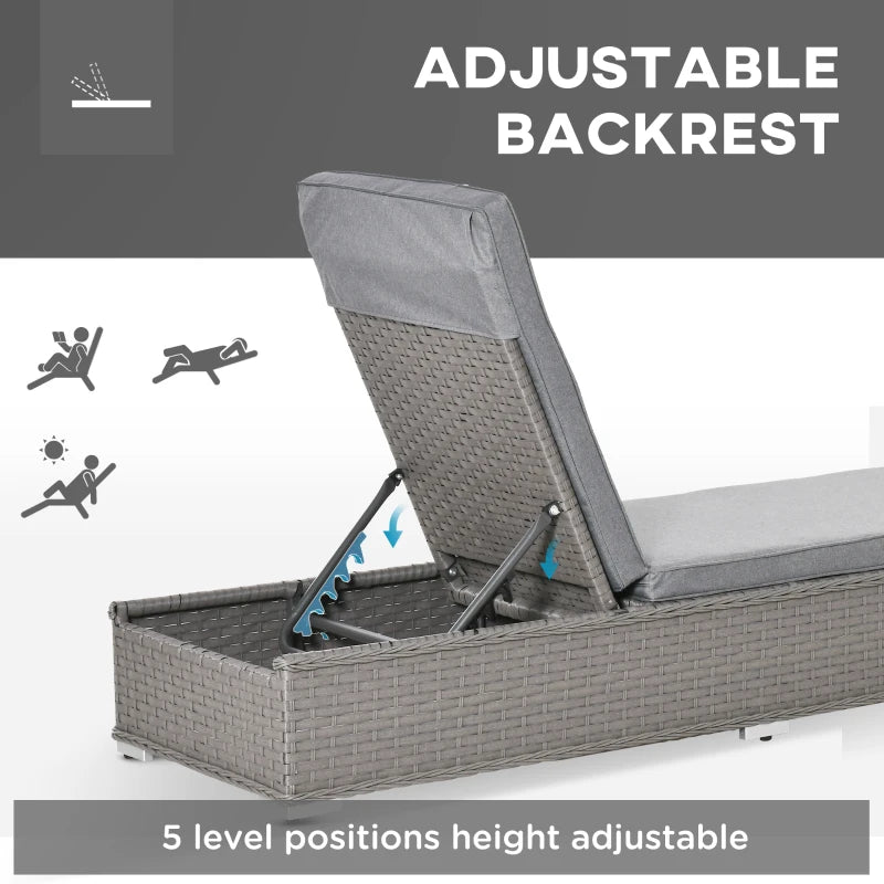 3pc Rattan Sun Lounger Set, Grey