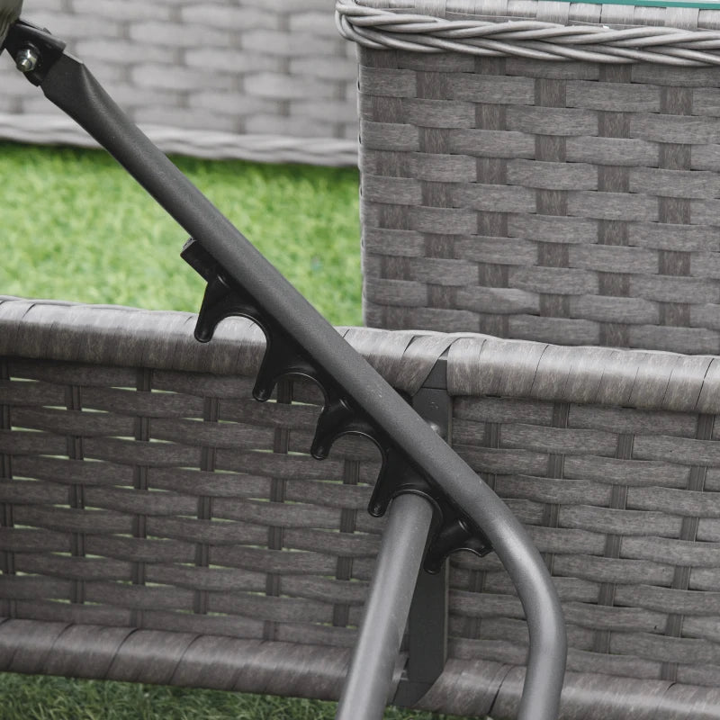 3pc Rattan Sun Lounger Set, Grey
