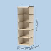 Labelled dimensions diagram showing each organiser at 30 x 30 x 90 cm, W x D x H