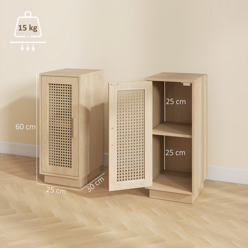 Dimensions diagram of the bedside tables: 25 cm wide, 30 cm deep and 60 cm high