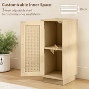 Open bedside table showing the 3-level adjustable shelf with 10 cm spacing