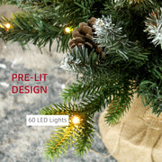 3ft set pre-lit Christmas tree close-up showing 60 LED lights