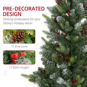 3ft set pre-decorated Christmas tree panel with pinecones and red berries