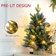2ft set pre-lit Christmas tree panel showing 20 LED lights