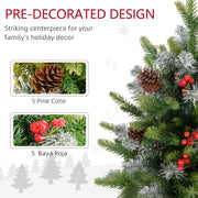 2ft set pre-decorated Christmas tree panel with pinecones and red berries