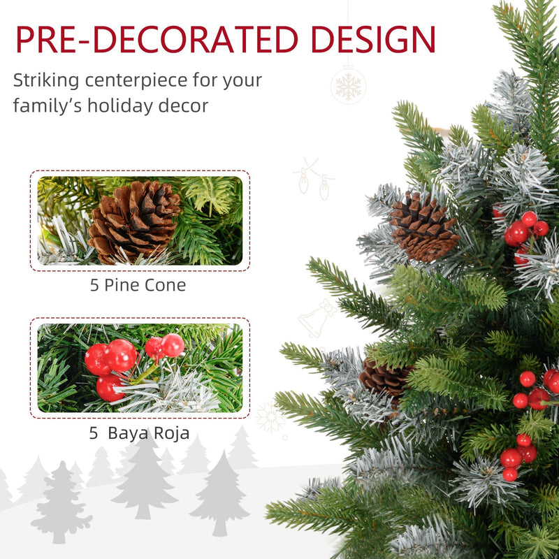 2ft set pre-decorated Christmas tree panel with pinecones and red berries