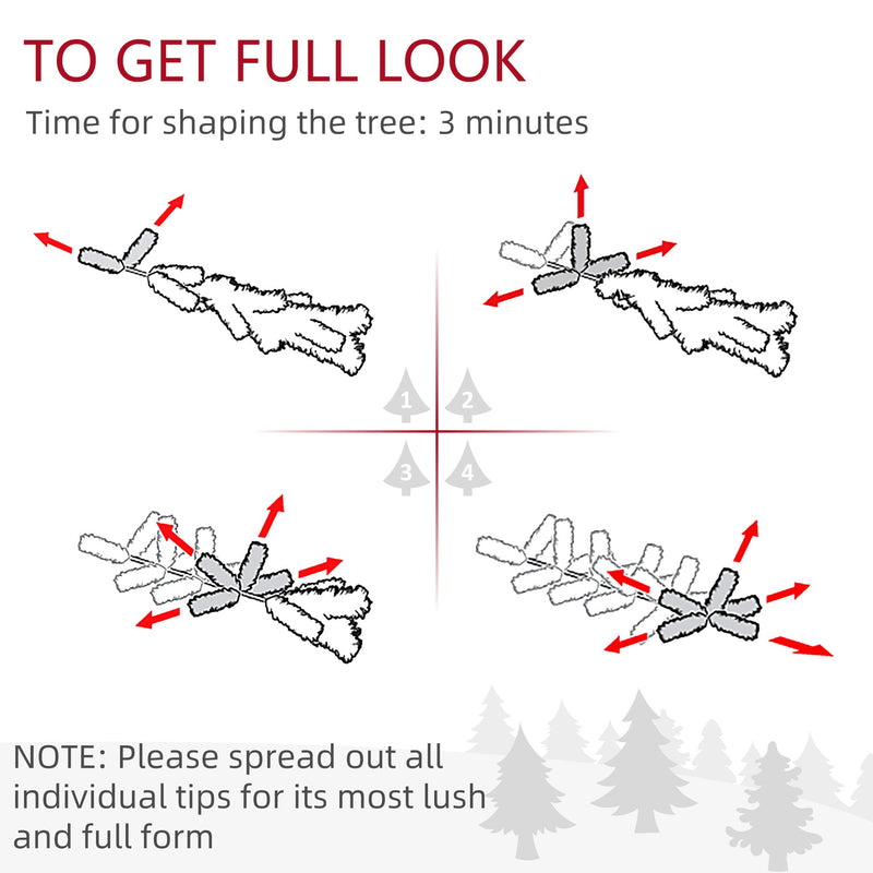 2ft set Christmas tree shaping instructions showing how to spread out the tips