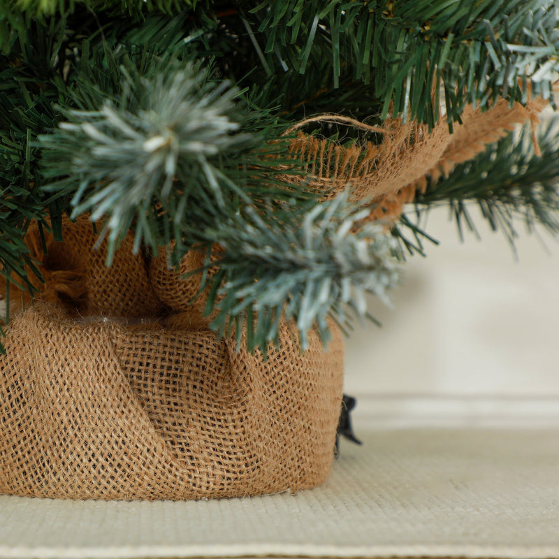 2ft set Christmas tree burlap base close-up