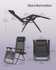 Size diagram giving 63 x 83 x 106 cm upright, 94 x 65 x 9 cm folded and 110 kg load