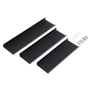The three shelves laid flat with the six screws and six wall plugs supplied