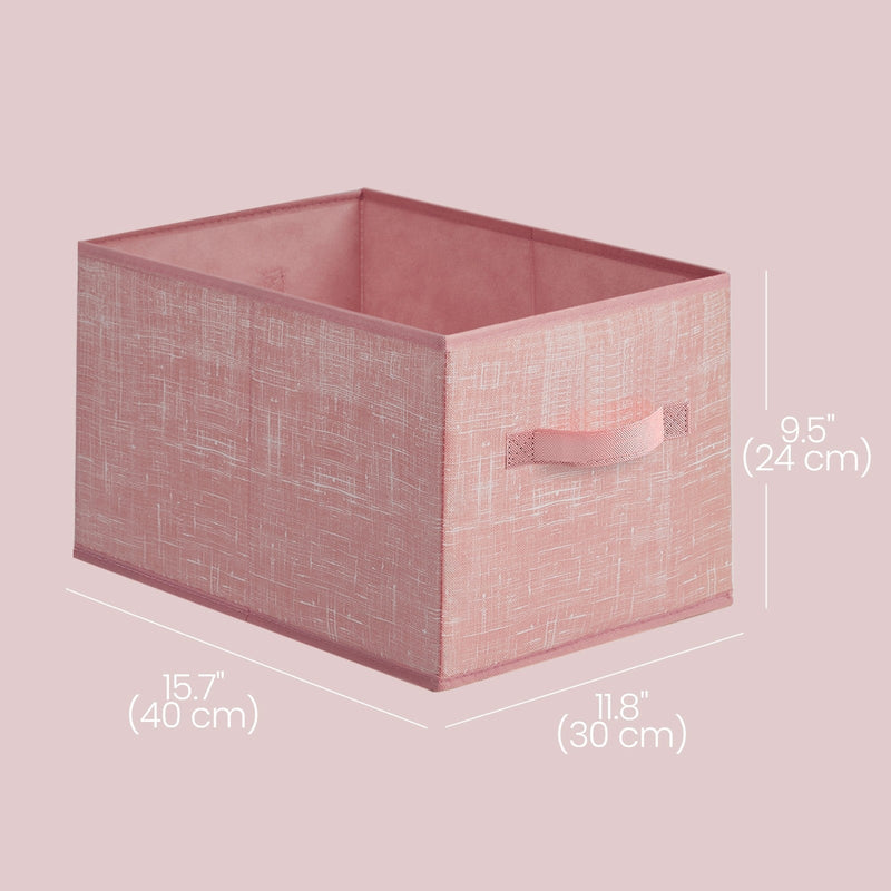 Dimensions diagram of the pink storage box showing 40 cm length, 30 cm width and 24 cm height