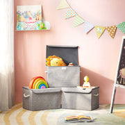 Storage boxes folded flat for compact storage