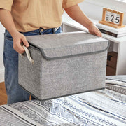 Dimensions diagram for each fabric storage box, 38 x 25 x 25 cm