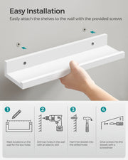 Ledge shelf being fixed to the wall with the supplied screws during installation