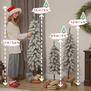 Height diagram showing the three trees at 0.9 m, 1.2 m and 1.5 m beside a person