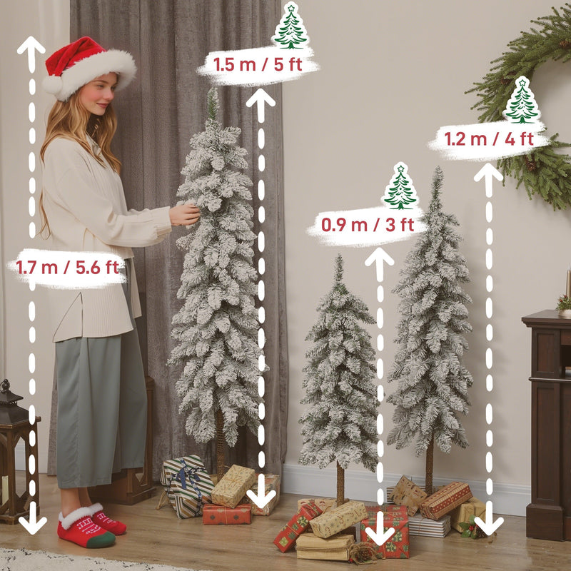 Height diagram showing the three trees at 0.9 m, 1.2 m and 1.5 m beside a person