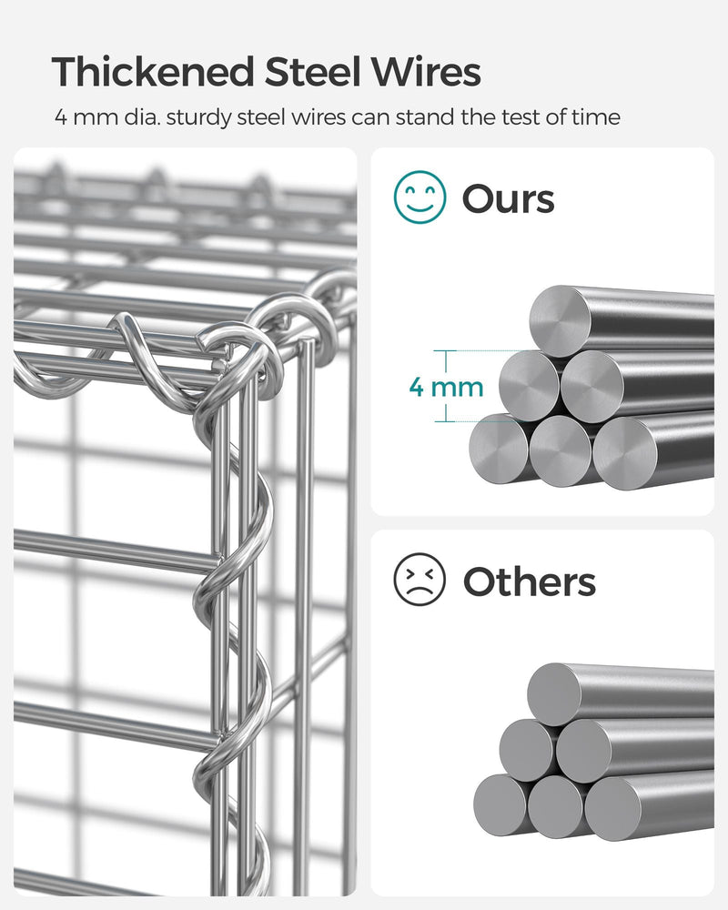 Close-up of the 4 mm galvanised steel wire and its spiral binding joint