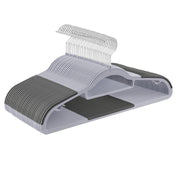 Songmics set of 30 slim non-slip clothes hangers in light grey and grey on a plain background