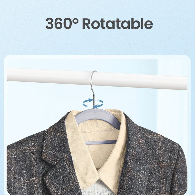 Hangers stacked together to show the slim, space-saving profile