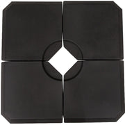 Set of 4 black Outsunny parasol base weights arranged into a square with a central cross-base cutout, studio shot