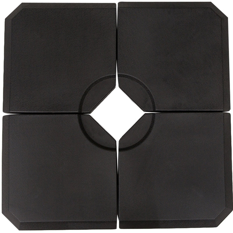 Set of 4 black Outsunny parasol base weights arranged into a square with a central cross-base cutout, studio shot