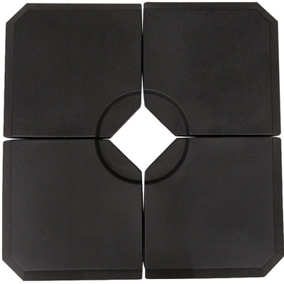 Set of 4 black Outsunny parasol base weights arranged into a square with a central cross-base cutout, studio shot