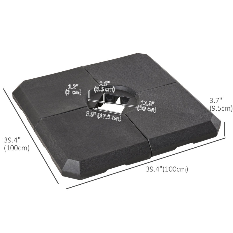 Dimension diagram showing the 100 x 100cm assembled footprint, 9.5cm height and centre cross-base opening