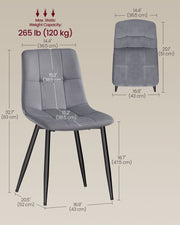 Dining chair dimensions diagram showing 43 x 52 x 83 cm and a 120 kg weight capacity