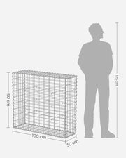 Dimension diagram showing each cage measures 100 x 30 x 90 cm