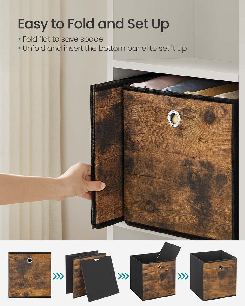 Hand folding a Rustic Brown storage cube flat with the fold and set up sequence below