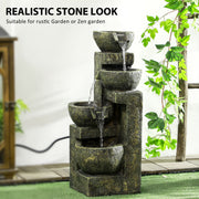 4 Tier Garden Water Fountain Feature with Stone Effect Bowls and Adjustable Water Flow