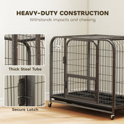 Steel Dog Crate for Small and Medium Dogs with Triple Doors and Removable Tray Black Pawhut