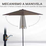 Brown 2.7m Half Parasol Garden Umbrella With Steel Ribs For Balcony Or Patio Shade