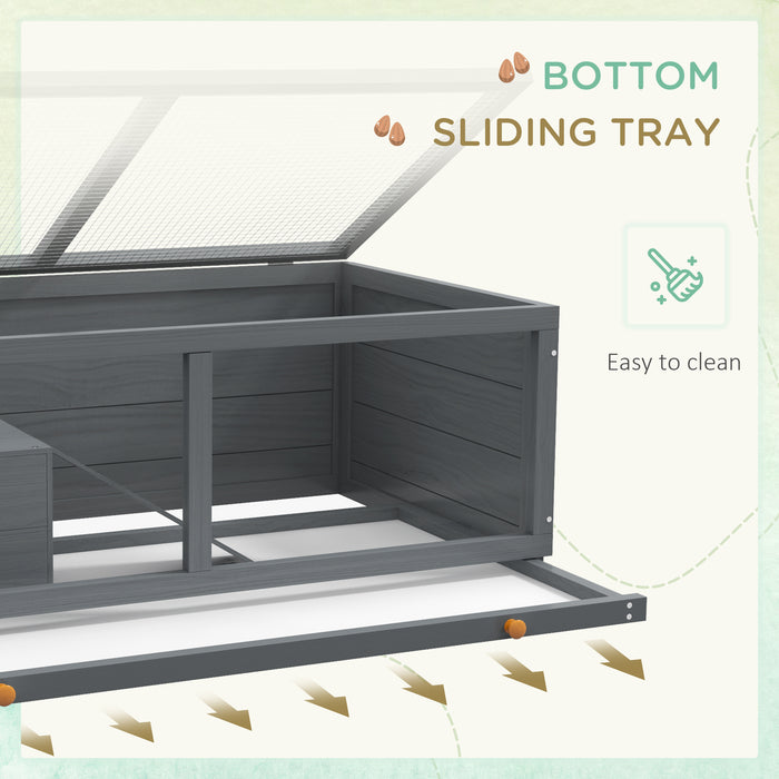 Grey Wooden Hamster Cage with Sliding Tray and Openable Top for Syrian Hamsters by PawHut