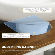 Under Sink Bathroom Cabinet with Double Doors and Open Shelf for Extra Storage White Brown AOSOM