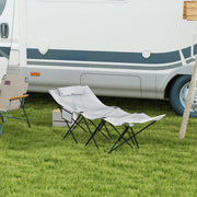 Light Grey Foldable Sun Lounger with Headrest and Side Pocket for Beach or Garden Use