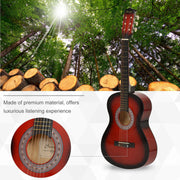 Three Quarter Acoustic Guitar Set For Beginners With Carry Case Ideal For Learning Red AOSOM