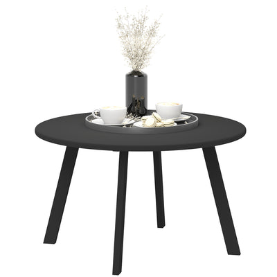 Black Round Garden Coffee Table 70cm with Metal Frame and Non Slip Feet by Outsunny