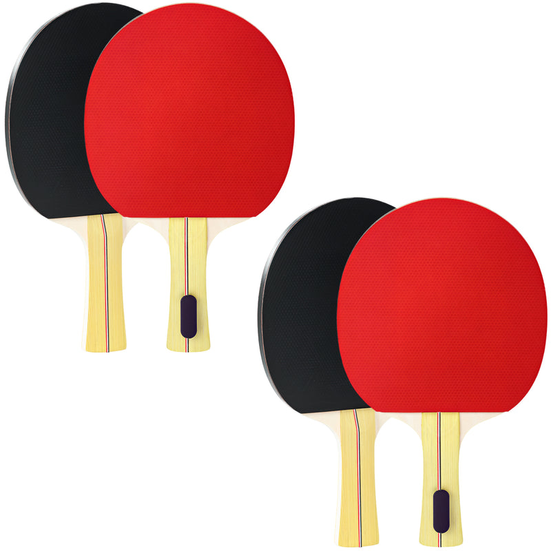 Table Tennis Set for Home or Office with 4 Rackets 8 Balls and Carry Case Black and Red