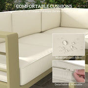 Gold Metal Garden Sofa Set 6 Seater Modular Design With Cushions And Glass Top Coffee Table Outsunny