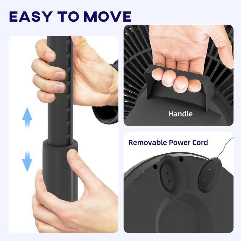 Adjustable Black Pedestal Fan with Oscillating Head and Tilt Function