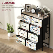 8 Drawer Chest of Drawers with Spacious Storage for Bedroom or Living Room White