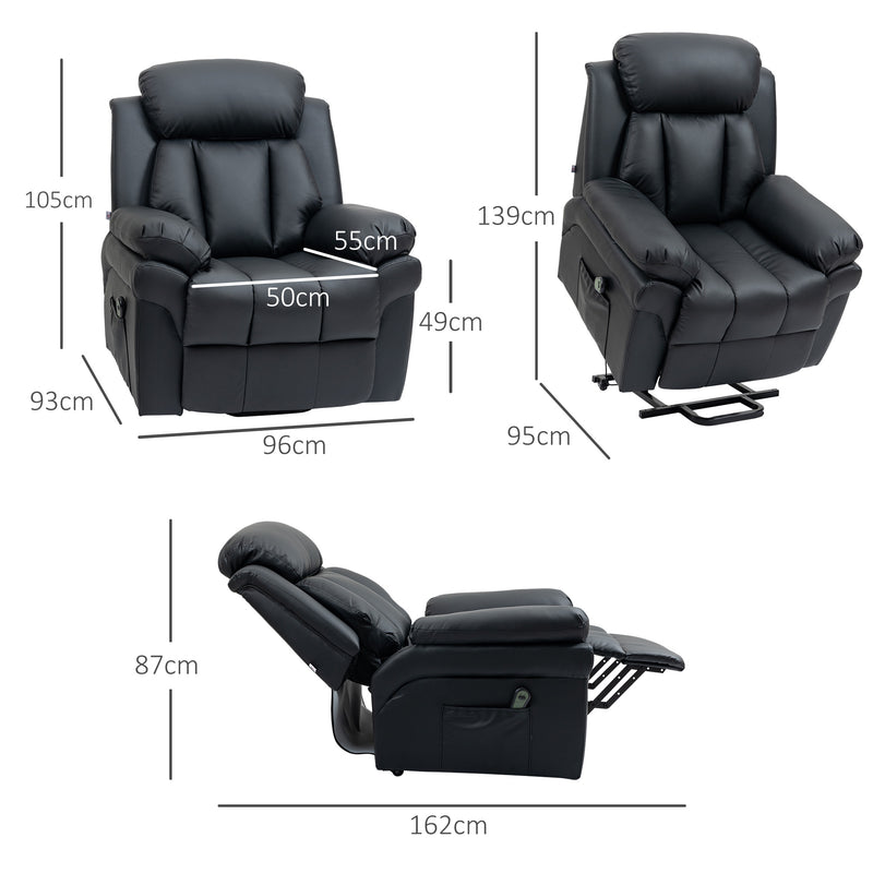Electric Riser Recliner Armchair With Remote for Elderly Comfort and Support Black